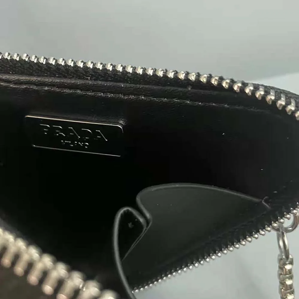 Prada Brushed Leather Mini-Pouch for Women in Silver