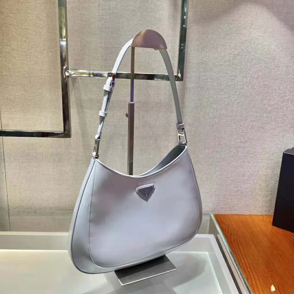 Prada Cleo Brushed Leather Shoulder Bag for Women in White