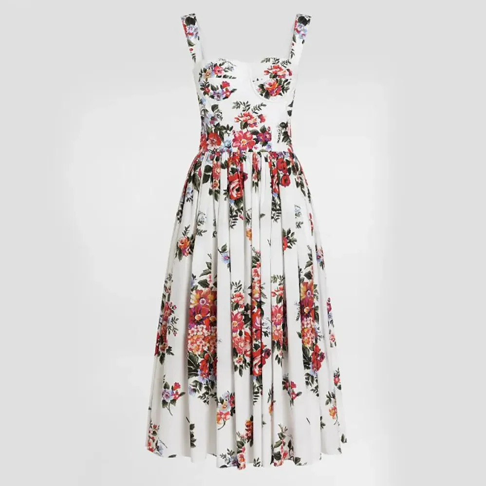 Dolce Gabbana D&G Flower Bouquet for Women in Print Cotton Dress