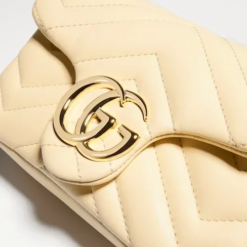 Gucci Marmont Mini Shoulder Bag in Light Yellow Gold Hardware