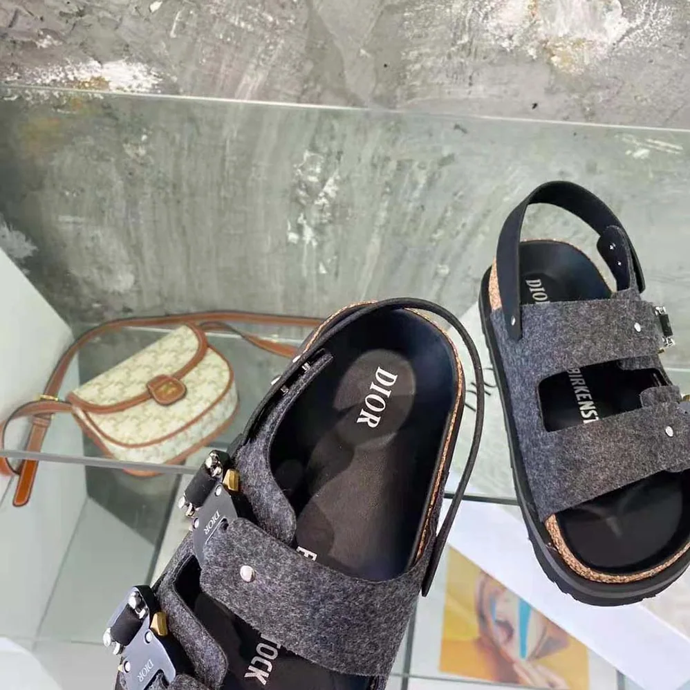 Dior By Birkenstock Milano Sandal Black Nubuck Calfskin for Men
