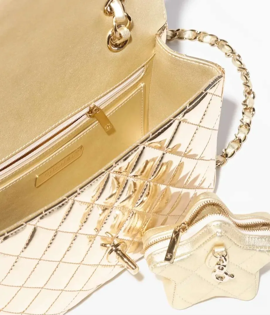 Chanel Backpack And Star Coin Purse in Gold