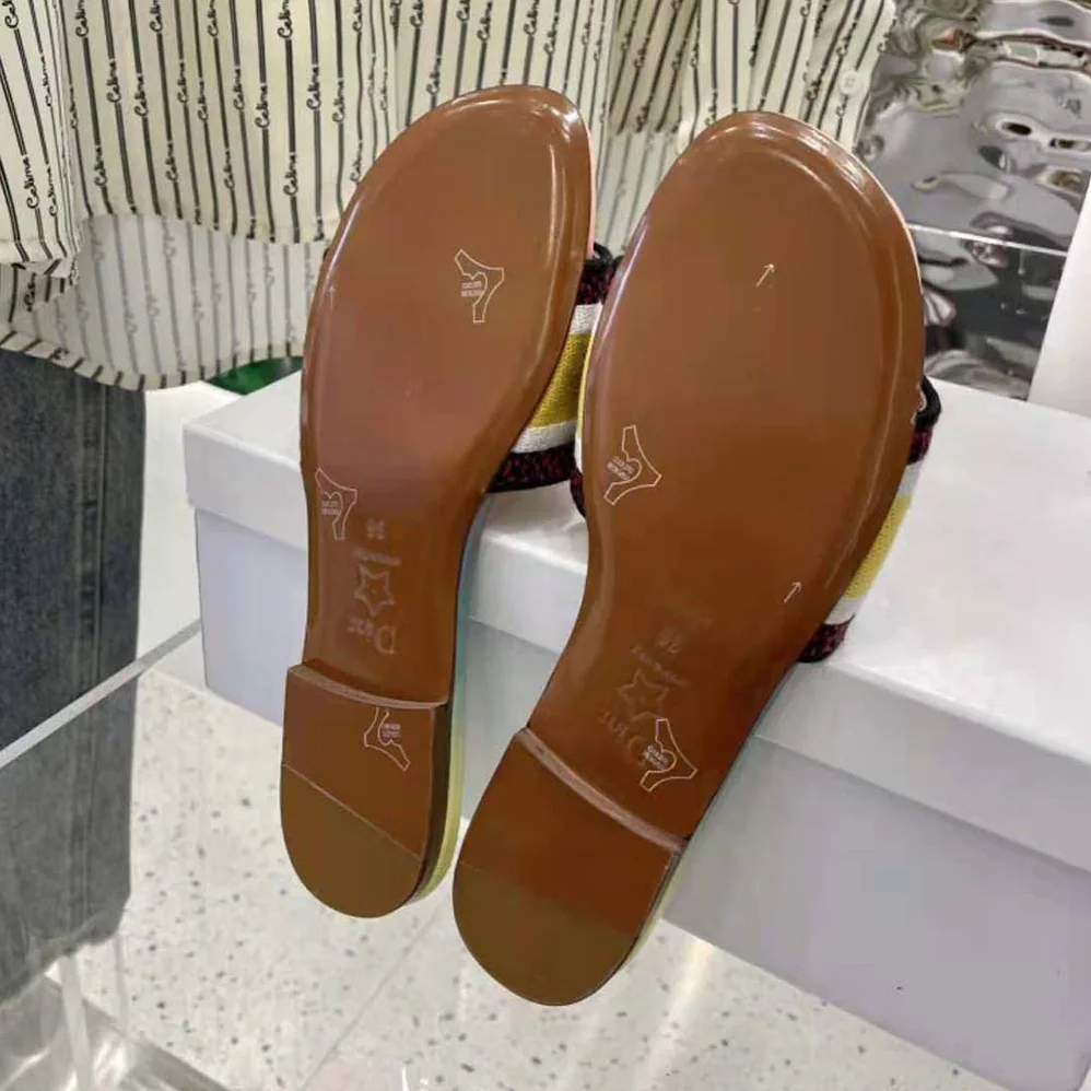 Dior Dway Slide Multicolor Embroidered Cotton for Women