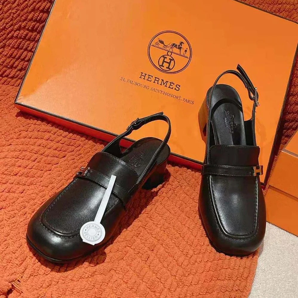 Hermes Infinie 50 Pump in Goatskin-Black H241046Z for Women