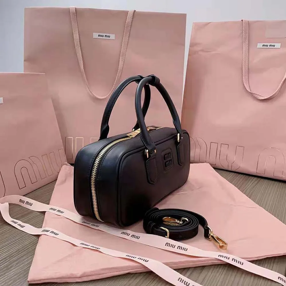 Miu Miu Arcadie Leather Bag for Women in Black Miu Miu Arcadie Leather Bag for Women in Black