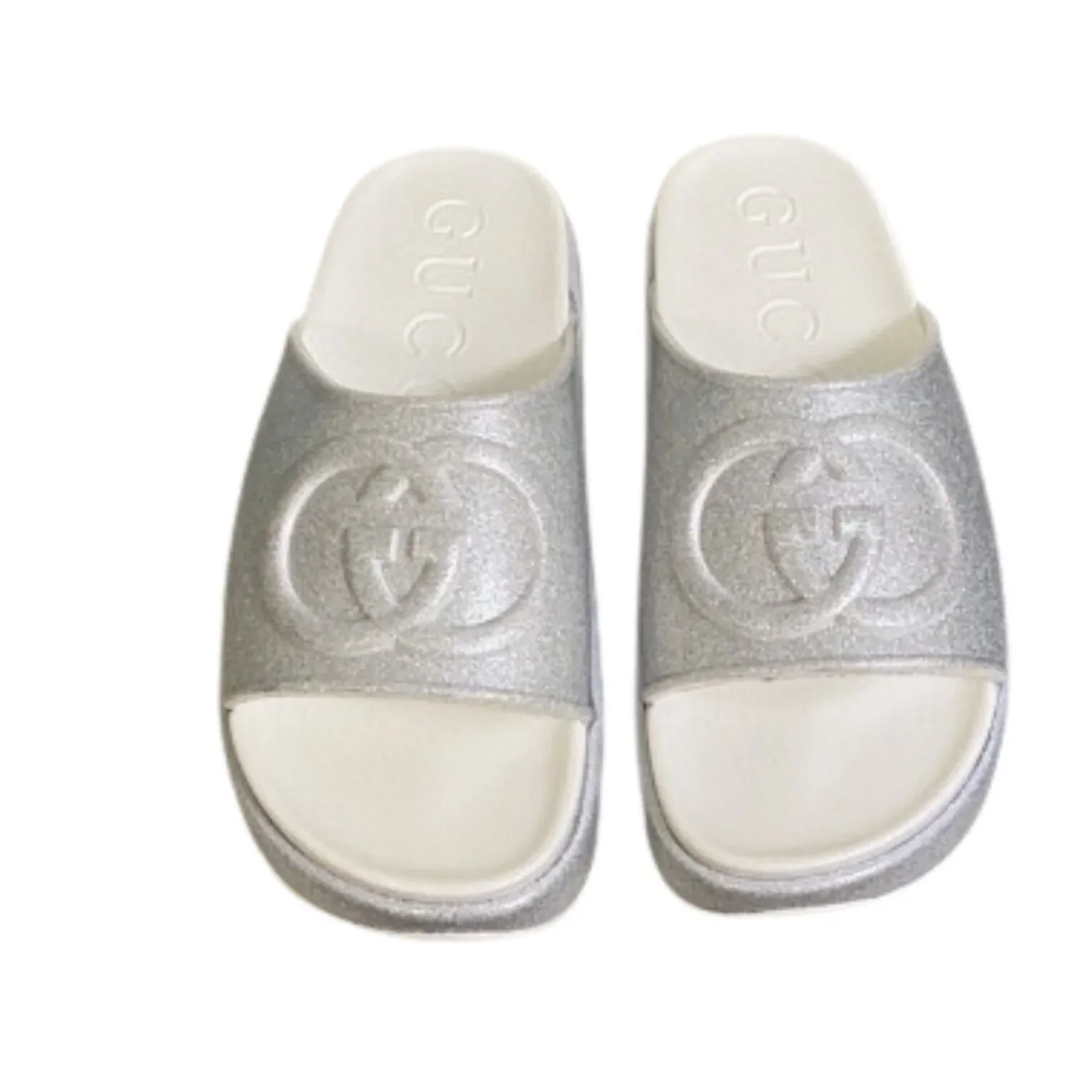Gucci Interlocking G Slide Sandal Silver