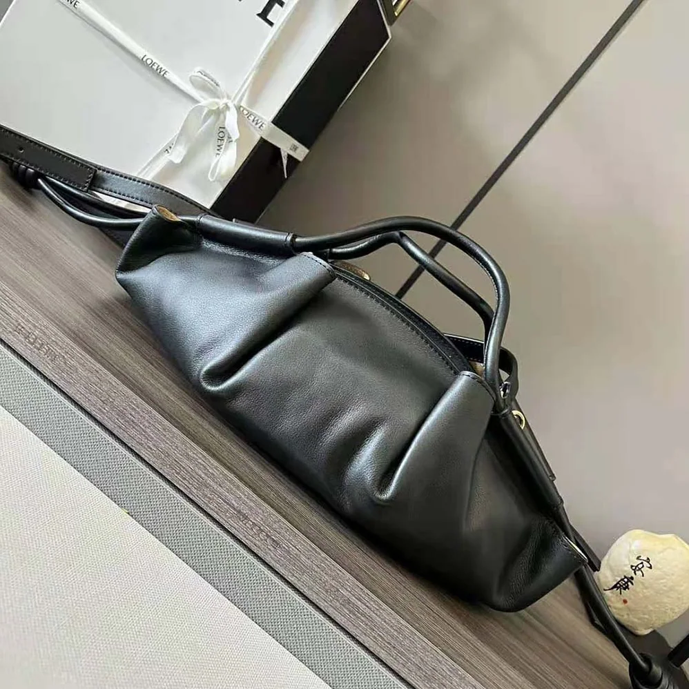 Loewe Small Paseo Bag in Shiny Nappa Calfskin for Women in Black
