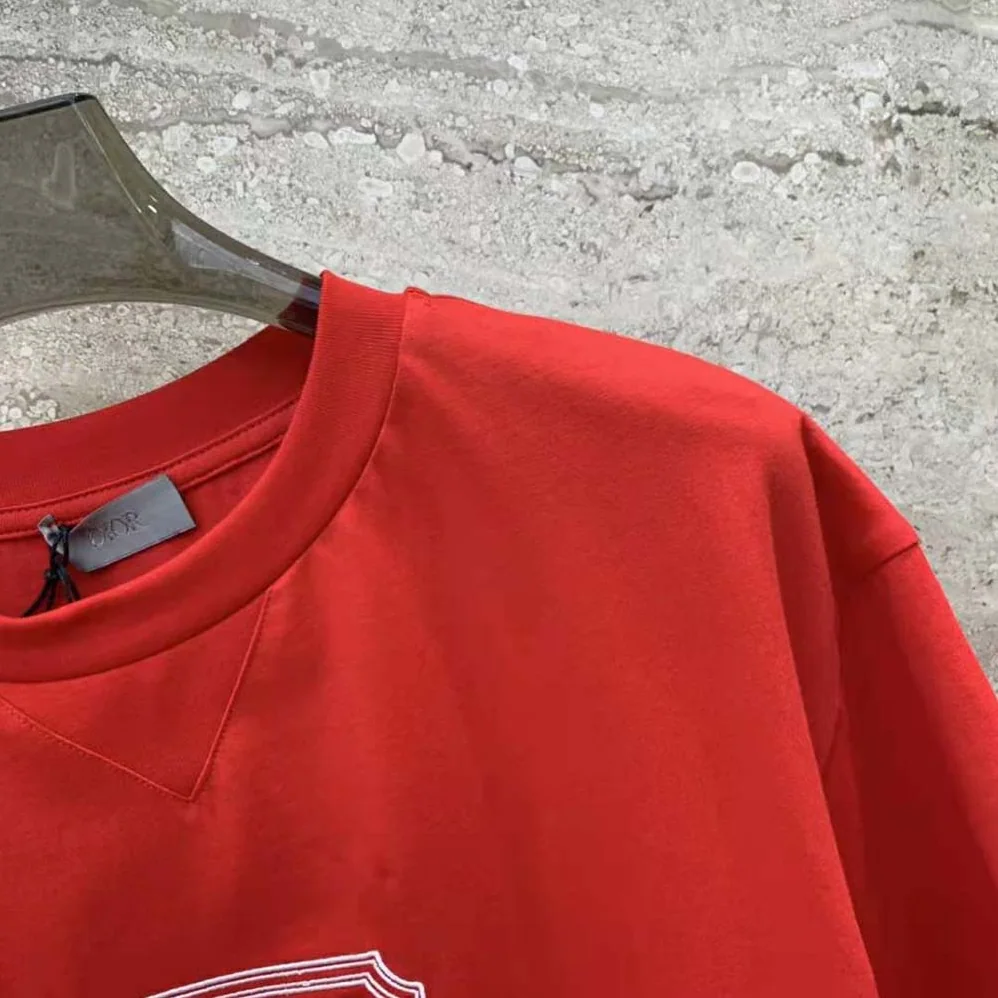 Dior Christian Dior Couture Relaxed-Fit T-Shirt Red Organic Cotton Jersey for Men