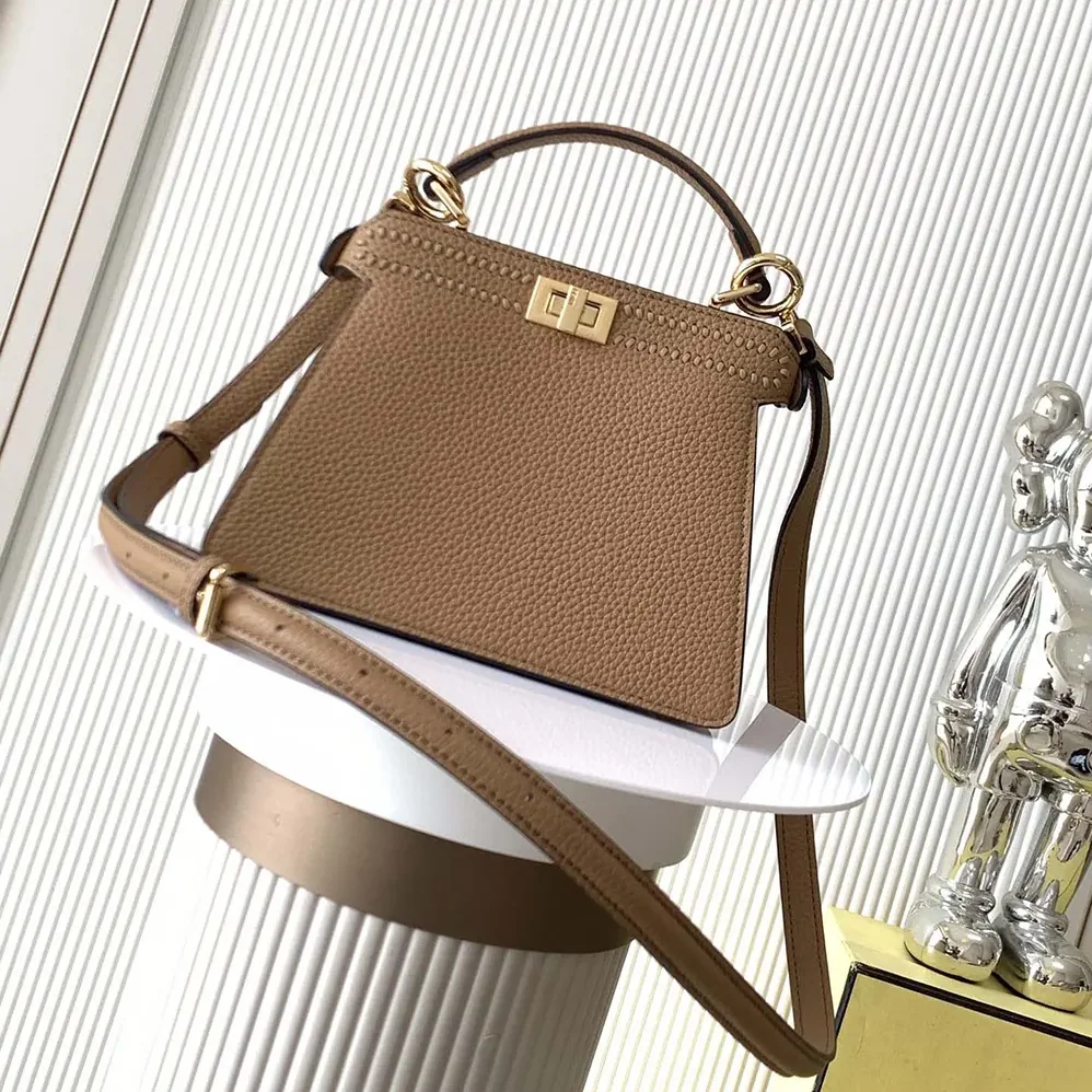 Fendi Peekaboo ISeeU Mini Leather Bag with FF Interlacing for Women Fendi Peekaboo ISeeU Mini Leather Bag with FF Interlacing for Women