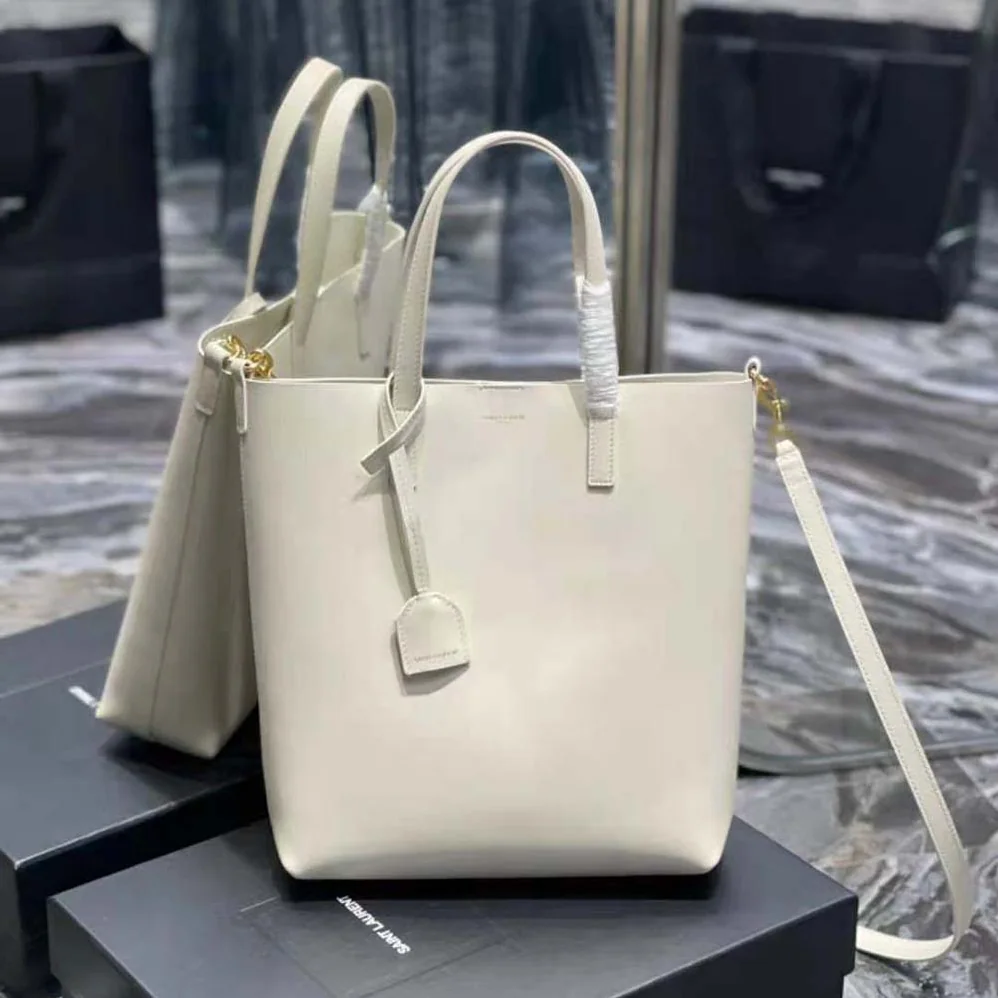 Saint Laurent YSL Shopping Saint Laurent Toy in Supple Leather for Women in White