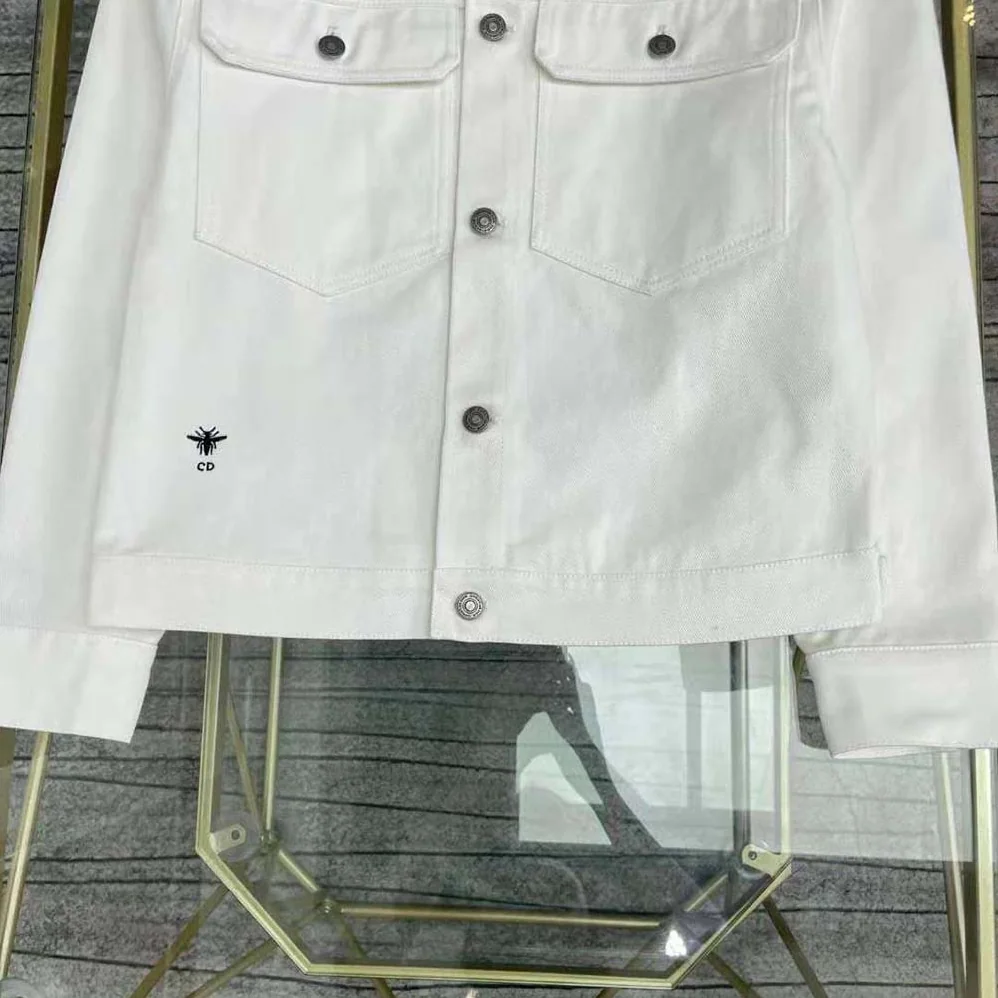 Dior Jacket White Cotton Denim with Blue Rêve D'Infini Motif for Women