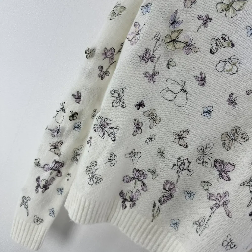 Dior Embroidered Sweater White Alpaca Cashmere and Silk Knit for Women Dior Embroidered Sweater White Alpaca Cashmere and Silk Knit for Women