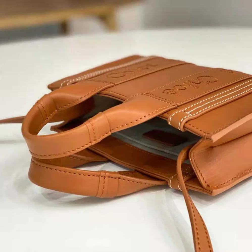Chloe Mini Woody Tote Bag for Women in Brown