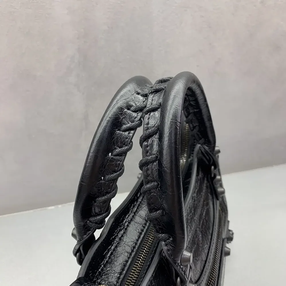 Balenciaga Le City Bag Nano in Black Arena Lambskin Brass Hardware for Women Balenciaga Le City Bag Nano in Black Arena Lambskin Brass Hardware for Women