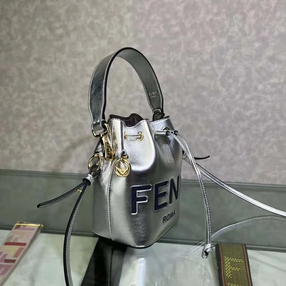 Fendi Mon Tresor Silver Laminated Leather Mini Bag for Women Fendi Mon Tresor Silver Laminated Leather Mini Bag for Women