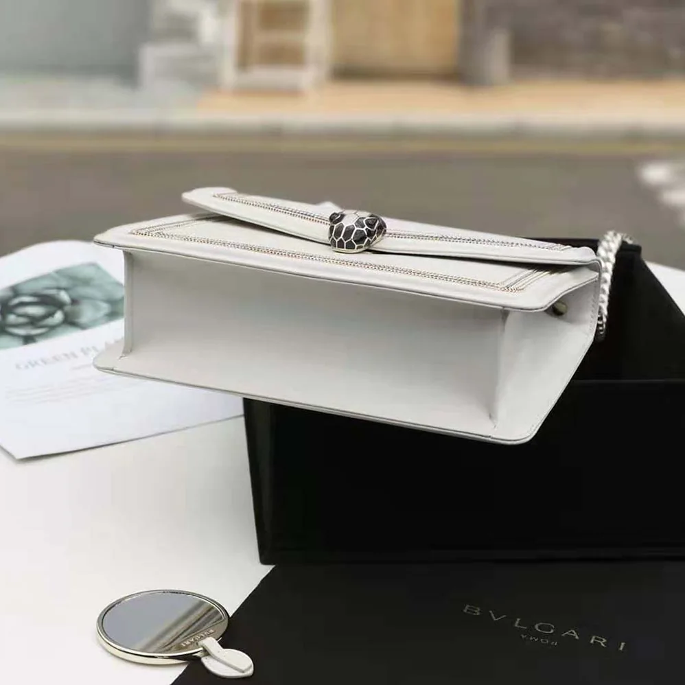 Bvlgari Serpenti Diamond Blast Shoulder Bag for Women in White Bvlgari Serpenti Diamond Blast Shoulder Bag for Women in White