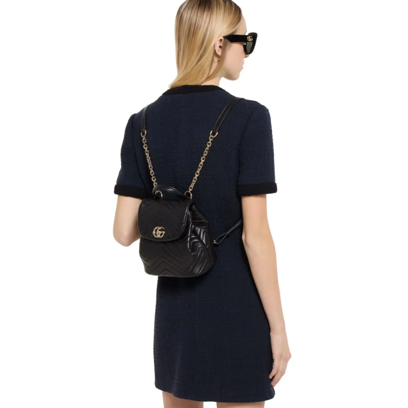 Gucci Marmont Mini Backpack in Black Gold Hardware Gucci Marmont Mini Backpack in Black Gold Hardware