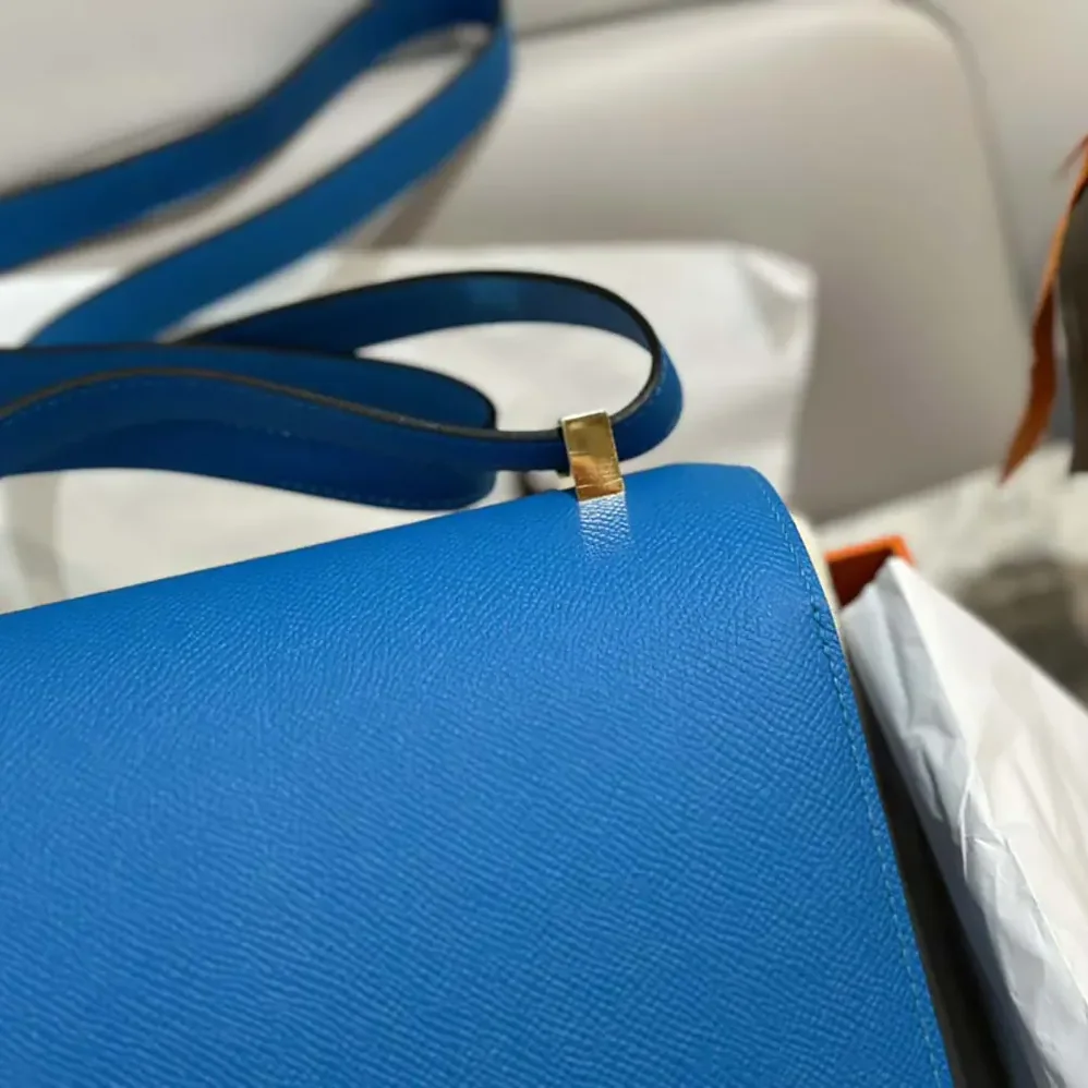 Hermes Constance 24 Bag Epsom Leather for Women in Blue/Gold Hermes Constance 24 Bag Epsom Leather for Women in Blue/Gold