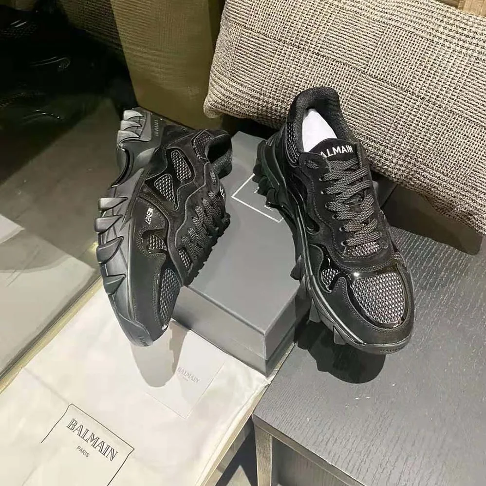 Balmain B-East Trainer in Leather Suede and Mesh for Unisex in Black