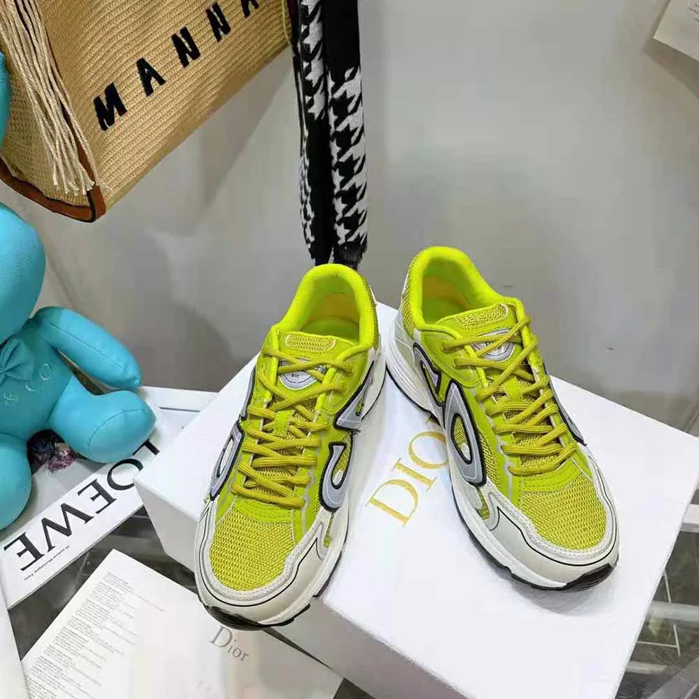 Dior B30 Sneaker Yellow Mesh and White Technical Fabric for Men