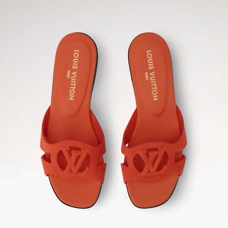 Louis Vuitton LV Isola Flat Mules Orange Suede 1AK4OW Louis Vuitton LV Isola Flat Mules Orange Suede 1AK4OW