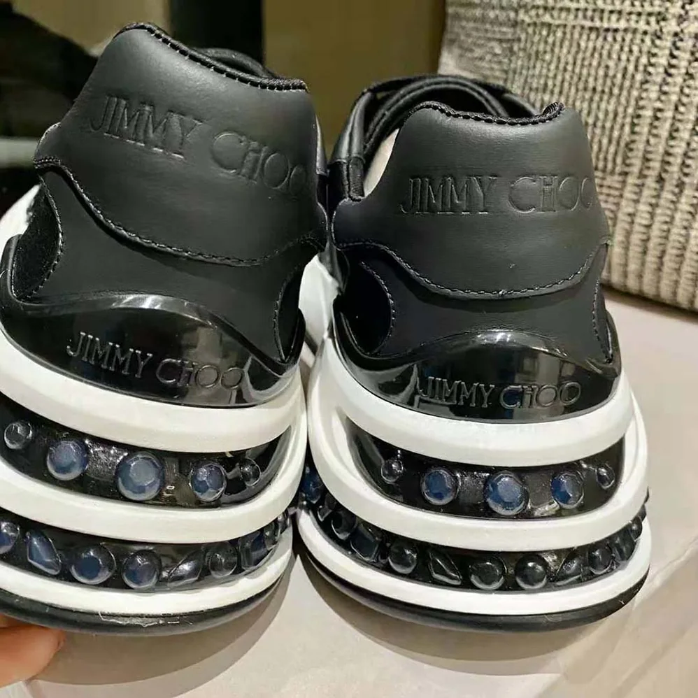 Jimmy Choo Memphis Lace UP/M Black Neoprene and Leather Low for Women in Top Trainers