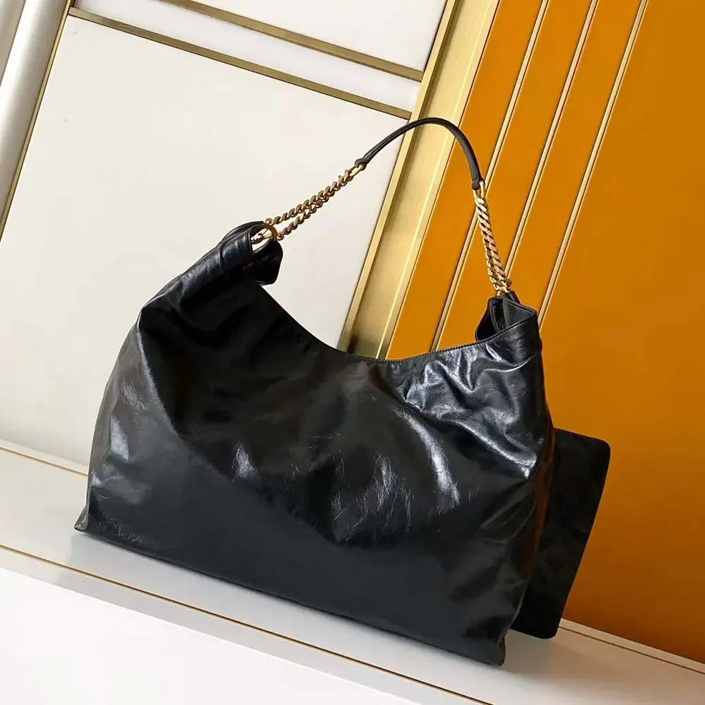 Saint Laurent YSL Hortense Hobo In Shiny Leather Black for Women