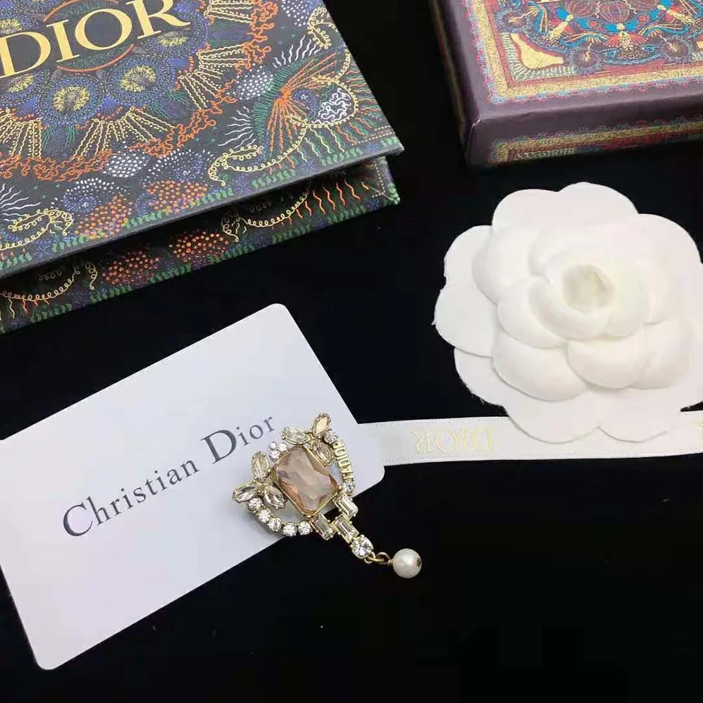 Dior J adior Brooch Antique Gold-Finish Metal and a White Resin Pearl for Women
