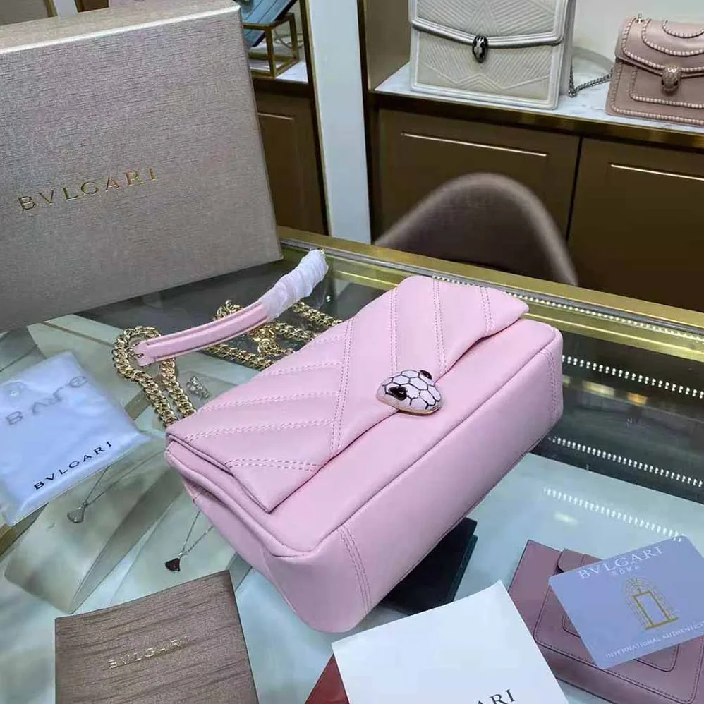 Bvlgari Serpenti Cabochon Shoulder Bag for Women in Pink