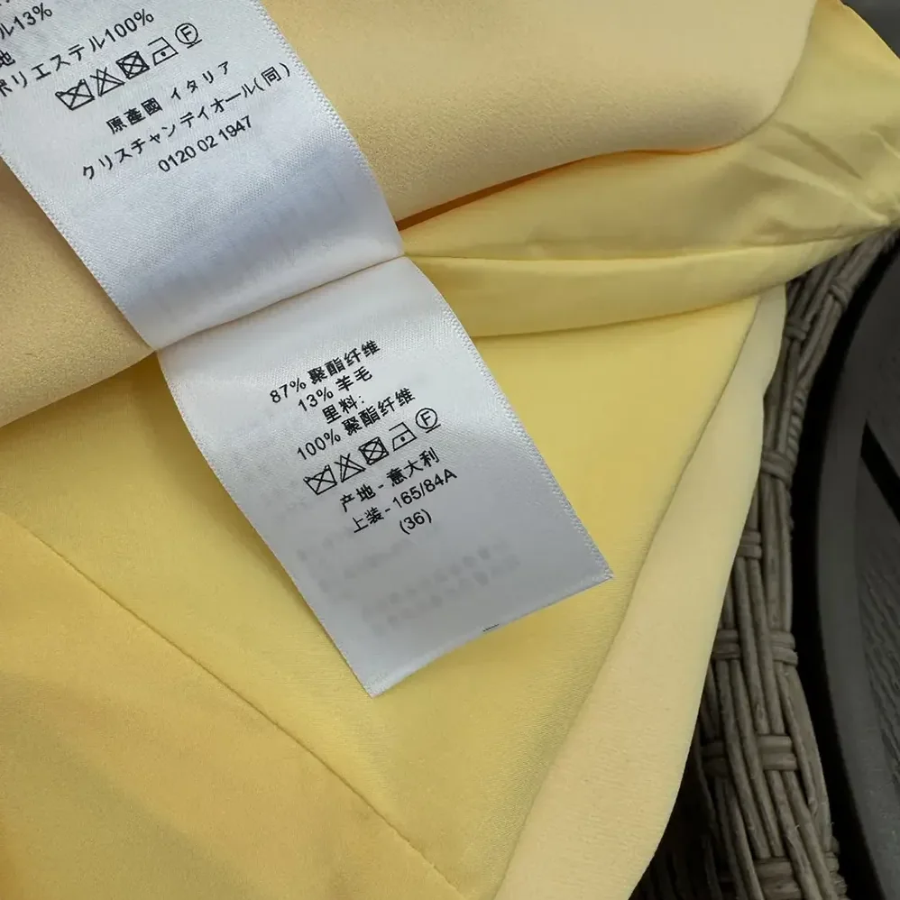 Dior Dioriviera Straight Dress Lemon Yellow Wool and Silk for Women Dior Dioriviera Straight Dress Lemon Yellow Wool and Silk for Women