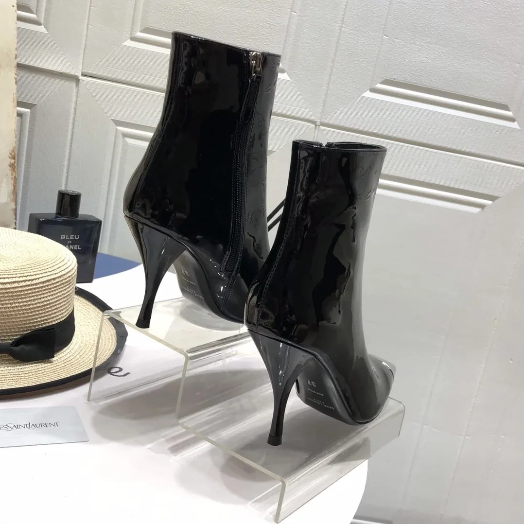 Saint Laurent Marita Square Toe Stiletto Ankle Boots Black YSL Saint Laurent Marita Square Toe Stiletto Ankle Boots Black YSL