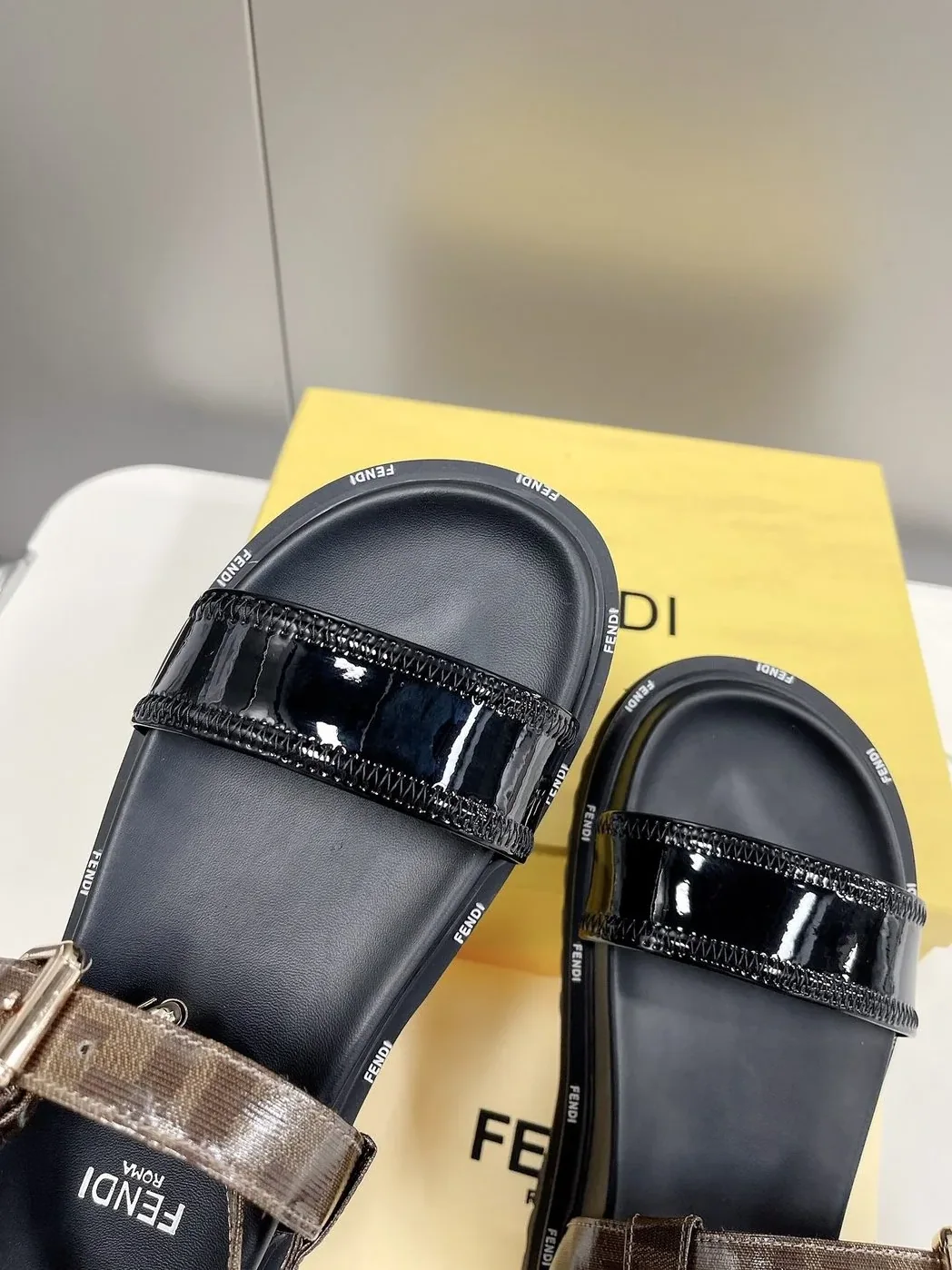 Fendi Black Jacquard Sandals Fendi Black Jacquard Sandals