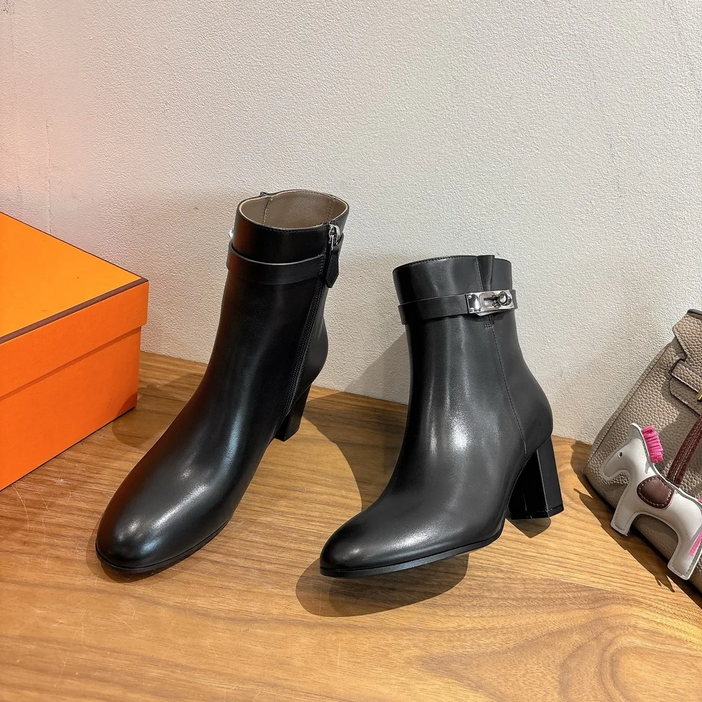 Hermes Saint Germain Ankle Boots Noir