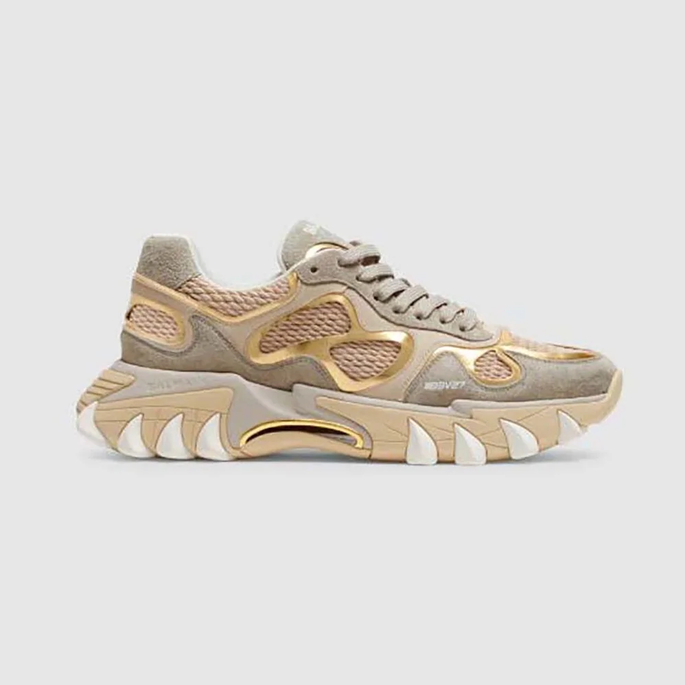 Balmain B-East Trainer in Leather Suede and Mesh for Unisex in Beige