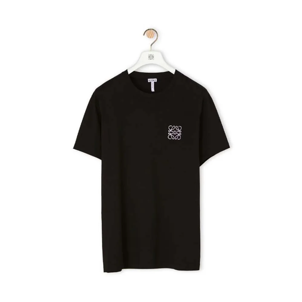 Loewe Anagram Embroidered T-shirt in Cotton for Men in Black Loewe Anagram Embroidered T-shirt in Cotton for Men in Black