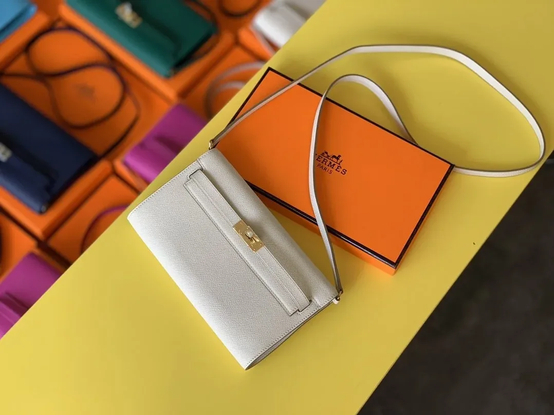 Hermes Kelly Wallet To Go Woc Epsom White