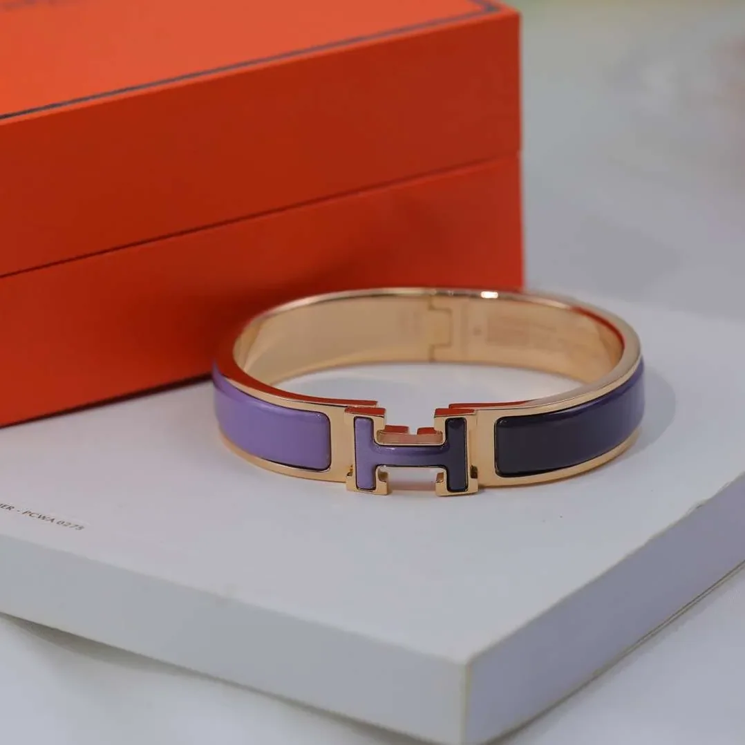 Hermes Clic Enameled H Bracelet Purple