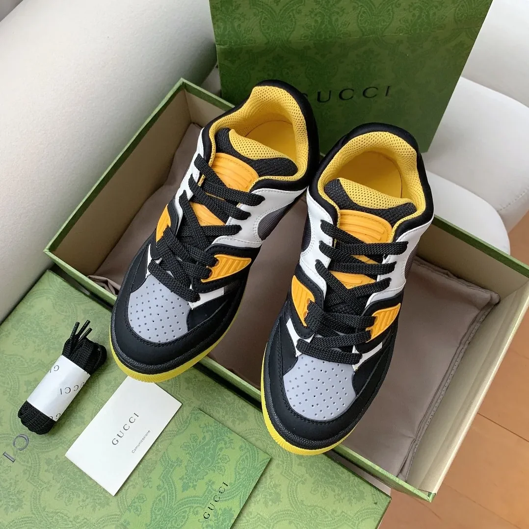 Gucci Basket Sneaker Black Yellow And White for Men Gucci Basket Sneaker Black Yellow And White for Men