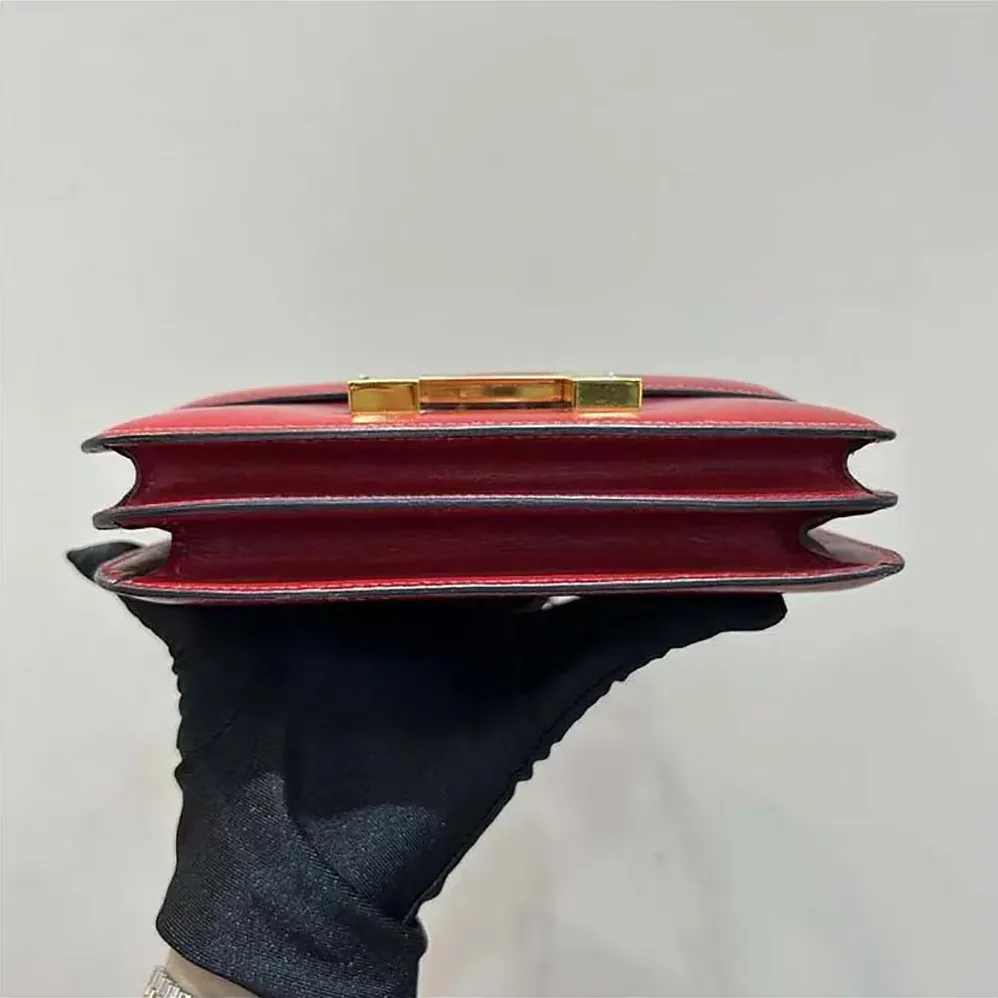 Hermes Constance 24 Bag Box Leather for Women in Red/Gold