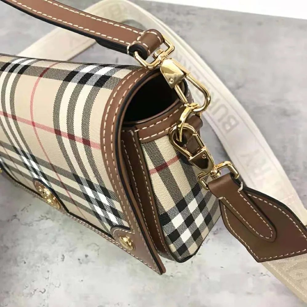 Burberry Top Handle Note Bag with Logo-engraved Studs for Women in Brown