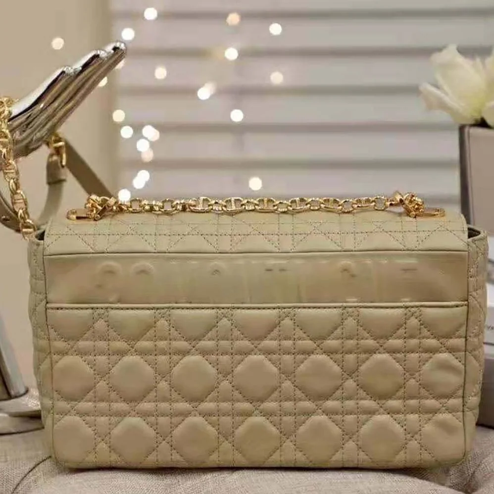 Dior Large Dior Caro Bag Supple Cannage Calfskin for Women in Sandy