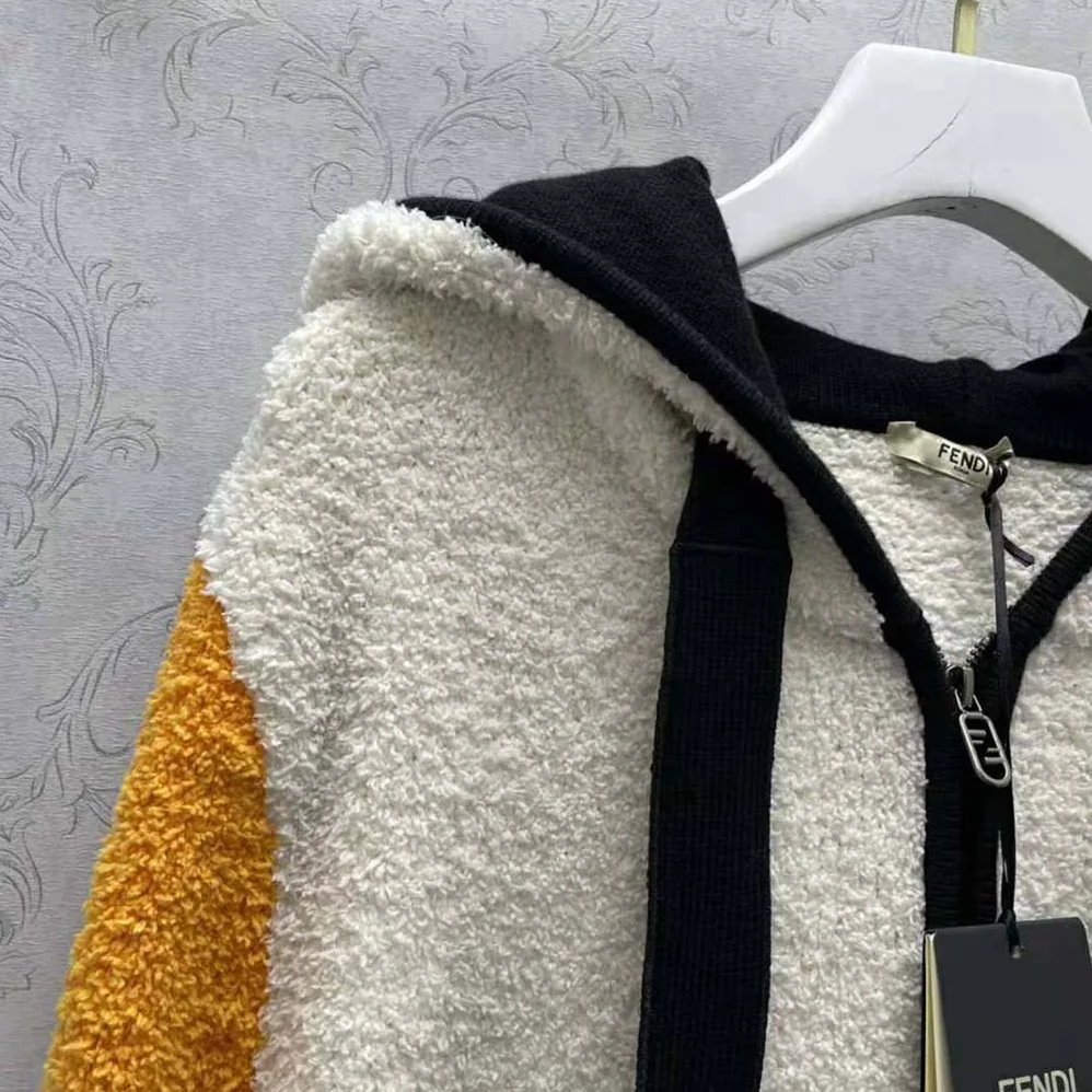 Fendi Multicolor Wool Sweatshirt with Drawstring Hood for Women