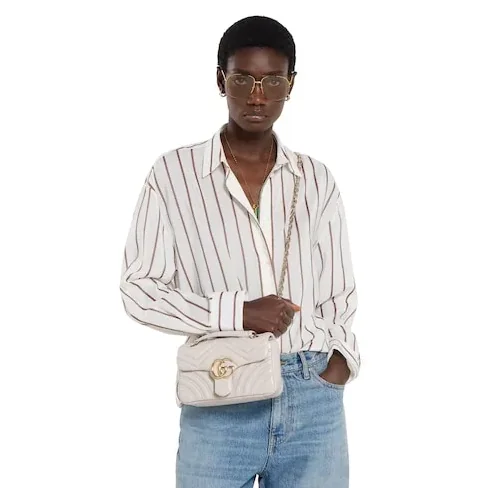 Gucci Marmont Small Shoulder Bag in Light Grey Gold Hardware Gucci Marmont Small Shoulder Bag in Light Grey Gold Hardware