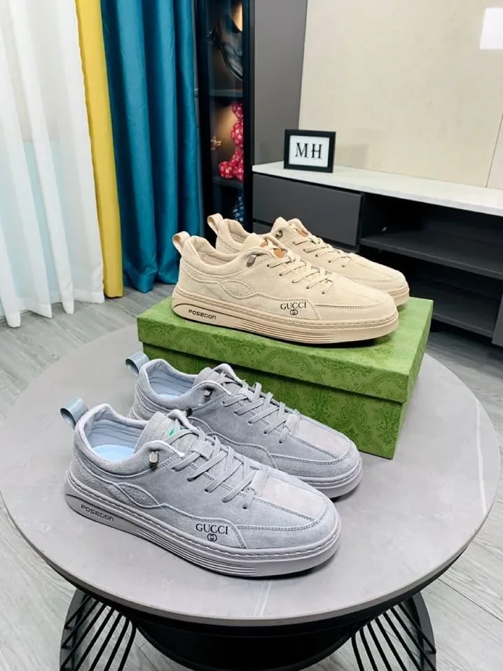 Gucci Logo GG Gucci Sneakers With Posedon Gray for Men Gucci Logo GG Gucci Sneakers With Posedon Gray for Men