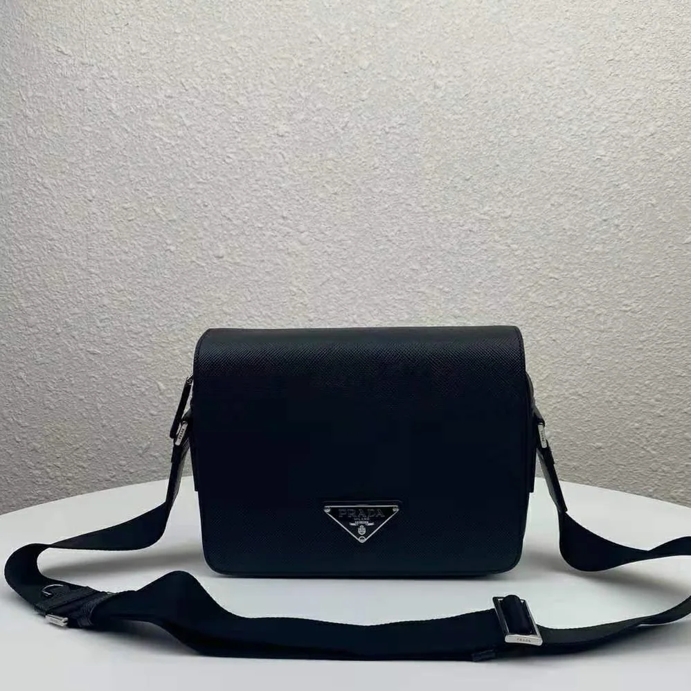 Prada Bag with Saffiano Leather Shoulder Strap for Men in Black Prada Bag with Saffiano Leather Shoulder Strap for Men in Black