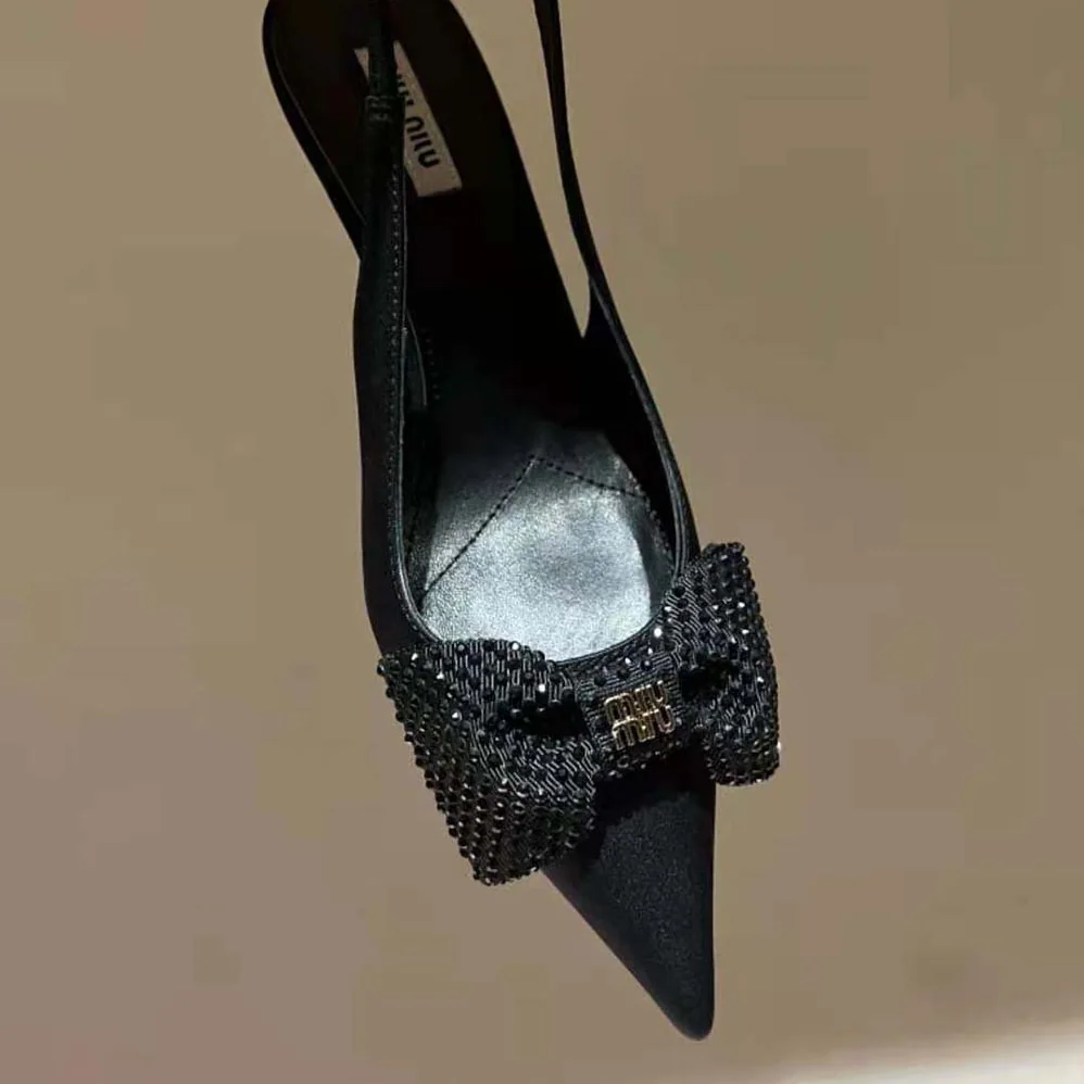 Miu Miu Satin Slingback Pumps 55 mm Heel Height for Women in Black