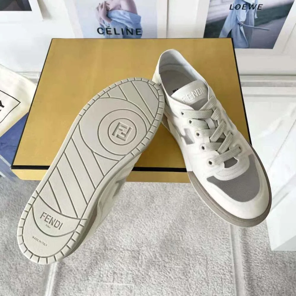 Fendi Match White Mesh Low Tops for Unisex Fendi Match White Mesh Low Tops for Unisex