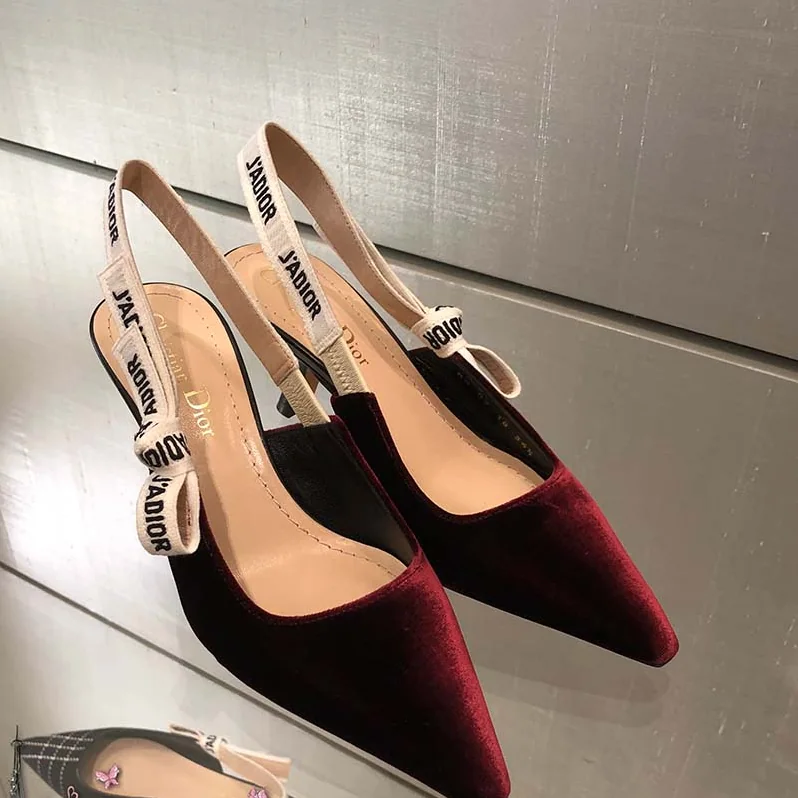 Dior Shoes J'Adior Velvet Slingback 65mm Heel Hight for Women in Maroon Dior Shoes J'Adior Velvet Slingback 65mm Heel Hight for Women in Maroon
