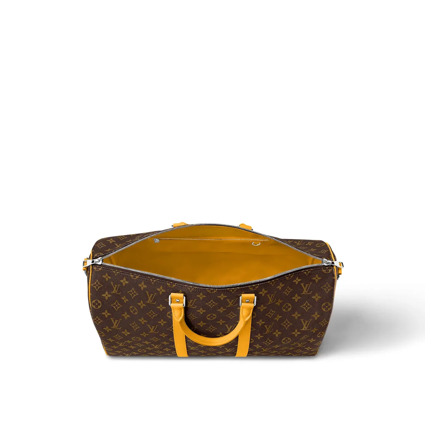 Louis Vuitton Keepall Bandouliere 50 Travel Bag in Brown/ Yellow Silver Hardware Louis Vuitton Keepall Bandouliere 50 Travel Bag in Brown/ Yellow Silver Hardware