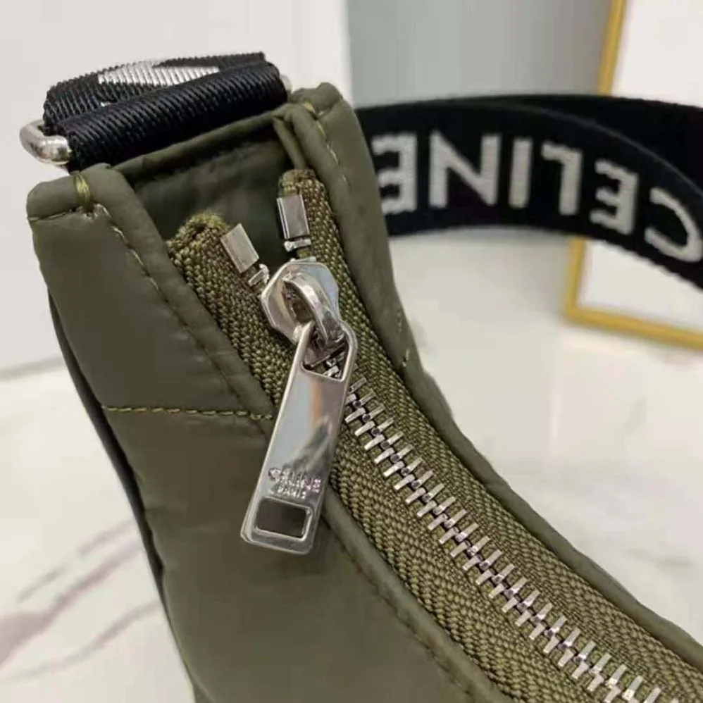 Celine Medium Ava Bag with Celine Strap in Quilted Nylon for Women in Green Celine Medium Ava Bag with Celine Strap in Quilted Nylon for Women in Green
